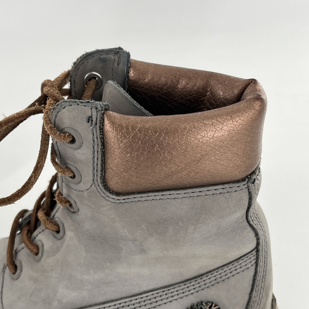 Timberland Premium 6"  Womens Boot 7.5 M Grey Silver Rose Gold Metallic - Picture 12 of 16